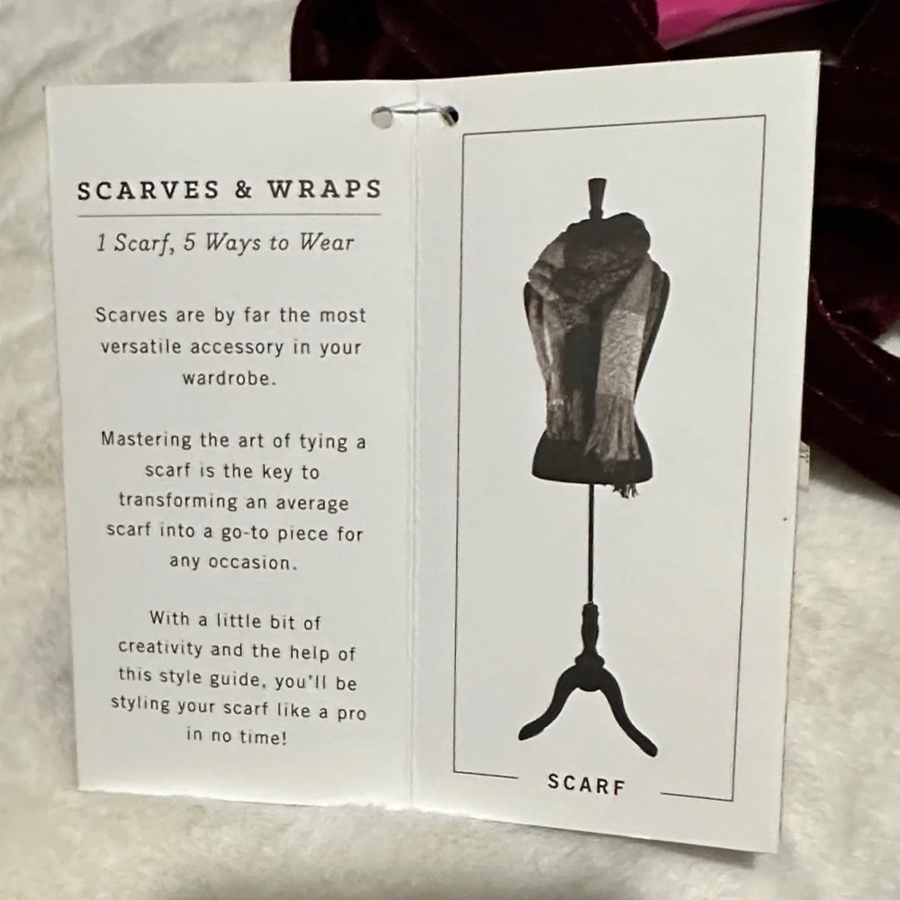 NWT Naturalizer Velvet Garnet Skinny Scarf